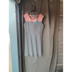 Draper James Stripe Ponte A-Line Dress Nassau Navy Coral Pink DRK0464 Mens M